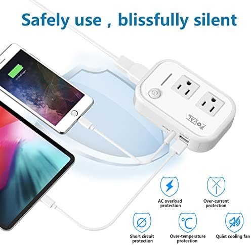 220V to 110V Converter Travel Adapter, FOVAL International Step Down Power Converter for Hair Straightener/Curler with 18W USB-C Port Voltage Converter US to Europe Italy UK AU China Plug (White) - Image 7
