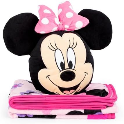 Jay Franco Disney Minnie Mouse Nogginz Set - 40 x 50 Inch Lightweight Travel Throw Blanket & Pillow - Kids Super Soft 2 Piece Bedding Set - Image 3