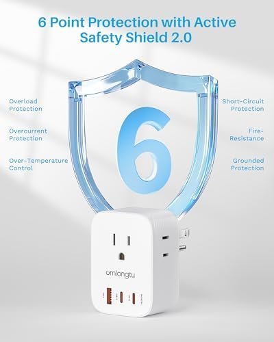 Multi Plug Outlet Extender 2 Pack, Surge Protector Wall Plug Splitter with 3 Electrical Outlets 3 USB Ports, PD 20W USB C Charger Block Wall Outlet Expander for Travel Home Office Dorm Room Essentials - Image 5