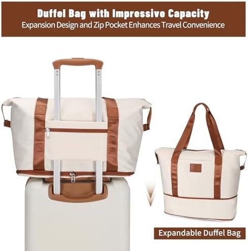 20 inch Small Carry On Luggage Front Open with Laptop Pocket, ABS+PC Hard Shell Suitcase with Spinner Wheels TSA Lock & YKK Zipper, 20in/Toiletry Bag/Handbag, Apricot Off White - Image 8