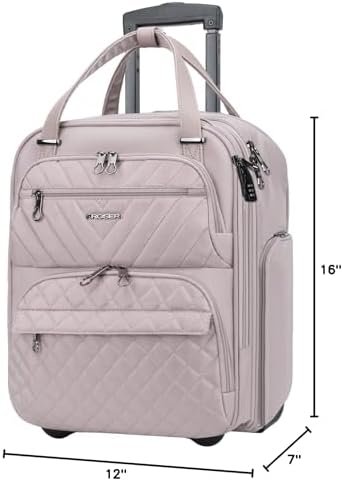 KROSER Carry On Underseat Multi-functional, 16-inch Underseater Lightweight Overnight Suitcase for Women, Dusty Pink - Image 7