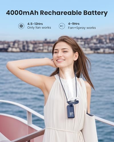 Gaiatop Portable Misting Fan, 180° Foldable Handheld, 3 Speeds USB Rechargeable, Spray Water Mist with LED Digital Display, Personal Cooling Mini Hand Fans for Travel, Concert, Outdoor, Navy Blue - Image 4