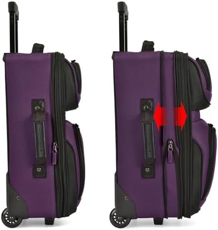 U.S. Traveler Lightweight Rolling 20" Carry On Luggage Softside Suitcase, Purple, 2 Wheel-1 Piece - Image 3