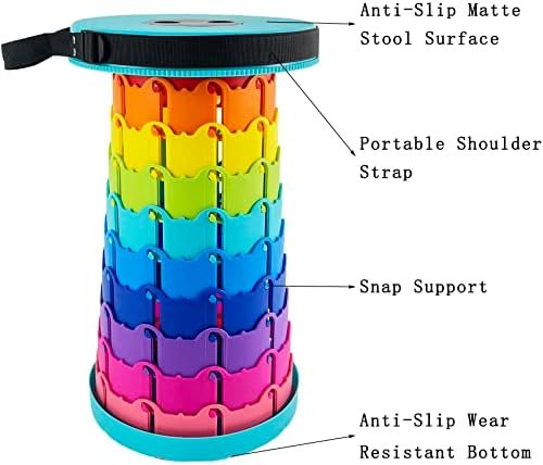 Lightweight Folding Stool Upgraded Collapsible Chair, Retractable Stool with Load Capacity 400lbs, Portable Telescopic Chair for Fishing Hiking Camping Travel and BBQ - Image 5