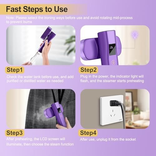 Portable Travel Steamer for Clothes: Mini Travel Steamer ＆ Iron 2 in 1 Fast Heat-up & 3 Levels of Steam Handheld Garment Steamer Suitable for thick clothing Only 1.3lbs for Travel and Home Office - Image 7