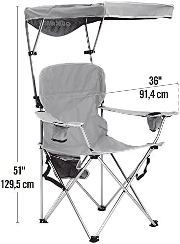 Quik Shade Full Size Shade Folding Chair for Camping, Polyester, Arm Rest|Foldable, Royal Blue, 2'L x 3'W x 4.3'H (160048DS) - Image 3