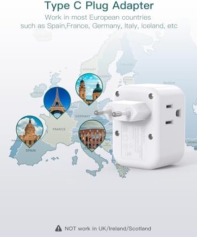 3 Pack European Travel Plug Adapter, Addtam US to Europe Plug Adapter with 3 Outlets 3 USB Charger (2 USB C Port), Type C Power Adaptor to Italy Spain France Portugal Iceland - Image 4