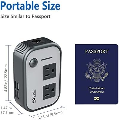 FOVAL Power Step Down 220V to 110V Travel Voltage Converter International Power Adapter for Hair Straightener/Curling Iron with 4-Port USB Charging US/UK/AU/IT/EU Universal Plug Adapter (Gray) - Image 3