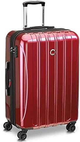 DELSEY PARIS Helium Aero Hardside Expandable Luggage with Spinner Wheels, Brick Red, Checked-Medium 25 Inch