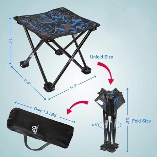 Camping Stool Portable Folding Stool Portable Chair Mini Foldable Stool Fishing Stool for Adults Fishing Hiking Gardening and Beach with Carry Bag(Camouflage) - Image 3