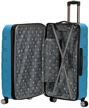 Rockland Melbourne Hardside Expandable Luggage with Spinner Wheels, Turquoise, Checked Large 28" - Image 6