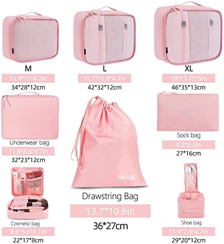 BAGAIL 8 Set Packing Cubes Luggage Packing Organizers for Travel Accessories (Blush Pink) - Image 2