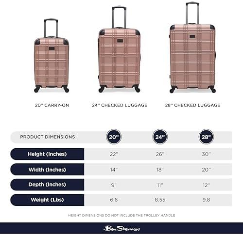 Ben Sherman Nottingham Lightweight Hardside 4-Wheel Spinner Travel Luggage, Rose Gold, 20-Inch Carry On - Image 2