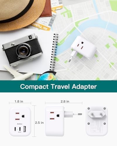 3 Pack European Travel Plug Adapter, Addtam US to Europe Plug Adapter with 3 Outlets 3 USB Charger (2 USB C Port), Type C Power Adaptor to Italy Spain France Portugal Iceland - Image 5