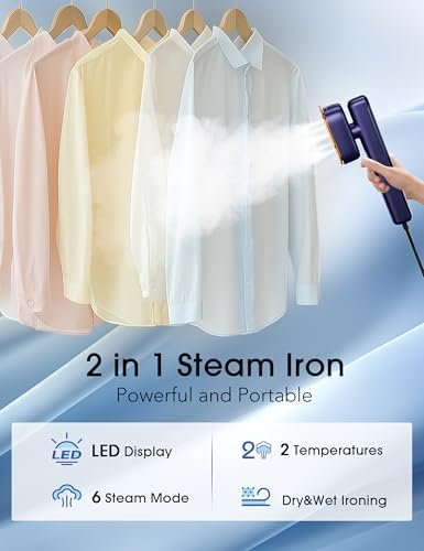 Travel Steamer for Clothes, Portable Mini Clothes irons, 120-240V Adaptive Voltage Clothes Steamer Handheld, Garment Steamer, 15s Heat Up, Adjustable Steam/Temperature - Image 3