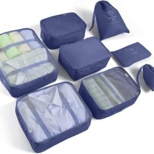 8 Set Packing Cubes for Suitcases Travel Luggage Packing Organizers,Travel Essentials Accessories Luggage Organizer with Shoe Bag Tioletry/Laundry Bag（Dark Blue）
