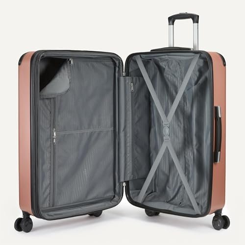 Amazon Basics 4-Piece Luggage Set, Including Two Hardside Suitcases With Multi-directional Spinner Wheels (22" Carry-On and 28" Checked), 15" Tote Bag and 10" Compact Travel Bag, Rose Gold - Image 5