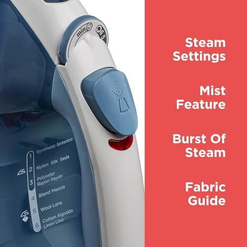 BLACK+DECKER Easy Steam Compact Iron for Clothes, Automatic Shutoff, Nonstick Plate, Light Weight, 1200 Watts - Image 5