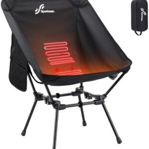 Sportneer Heated Chairs Outdoor Sports: Heated Camping Chair with USB Plug & 3 Heating Levels - Portable & Compact Heated Chair for Backpacking, Camping, Lawn, Picnic, Travel (Power Bank Not Included)