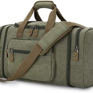 Gonex Canvas Duffle Bag for Travel 60L Duffel Overnight Weekender Bag (Army Green)