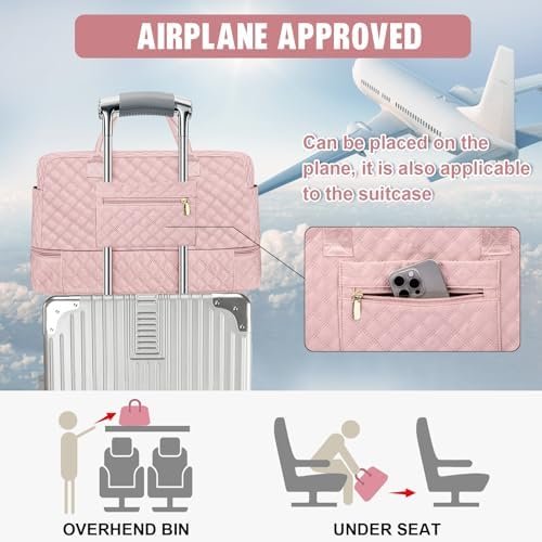3 Pack Pink Travel Duffle Bag, Weekend Bags for Women with Shoe Compartment, Large Toiletry Personal Item Travel Carry on Bags with Wet Pocket, Gym Overnight Hospital Bag for Delivery Business Pink - Image 5