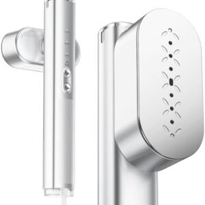 Travel Steamer for Clothes,100-240V Portable Garment Steamer, Steamer＆Iron 2 In 1,30s Fast Heat-up,120ml Water Tank,Large Ceramic Heat Panel,HandheldSteamer for Global ＆ Europe Traveling,Silver