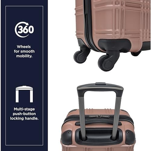 Ben Sherman Nottingham Lightweight Hardside 4-Wheel Spinner Travel Luggage, Rose Gold, 20-Inch Carry On - Image 6