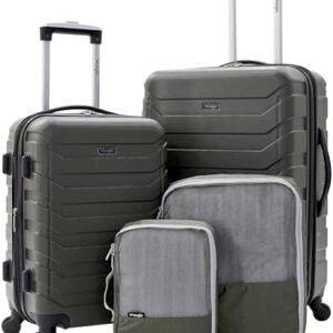 Wrangler Elysium Luggage & Packing Cubes, Green, 4 Piece Set