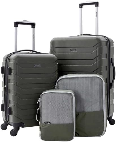 Wrangler Elysium Luggage & Packing Cubes, Green, 4 Piece Set