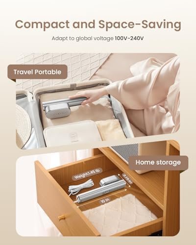 Travel Steamer for Clothes,100-240V Portable Garment Steamer, Steamer＆Iron 2 In 1,30s Fast Heat-up,120ml Water Tank,Large Ceramic Heat Panel,HandheldSteamer for Global ＆ Europe Traveling,Silver - Image 3
