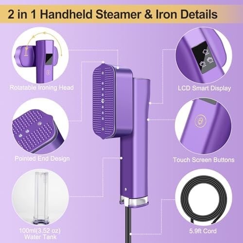 Portable Travel Steamer for Clothes: Mini Travel Steamer ＆ Iron 2 in 1 Fast Heat-up & 3 Levels of Steam Handheld Garment Steamer Suitable for thick clothing Only 1.3lbs for Travel and Home Office - Image 6