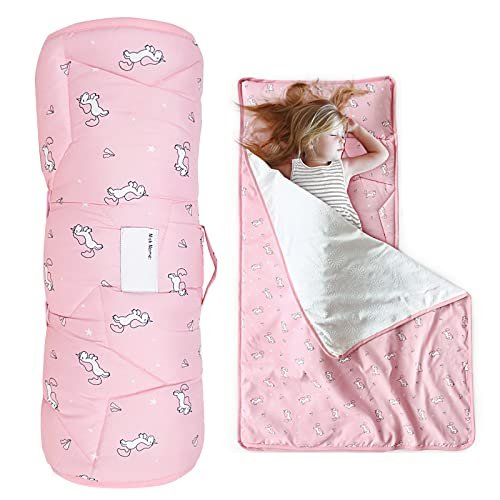 Toddler Nap Mat with Pillow and Blanket 50" x 21" x 1.5", Nap Mat for Boys Girls Super Soft and Cozy, Kids Sleeping Bag for Preschool, Daycare, Toddler Sleeping Bag, Pink Horse - Image 5