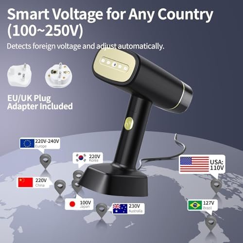 Dual Voltage(100~250V) Travel Steamer for Clothes Portable Mini with European Plug Adapter for International Travel, Europe Travel Essentials for Women, European Travel Must Haves - Image 5