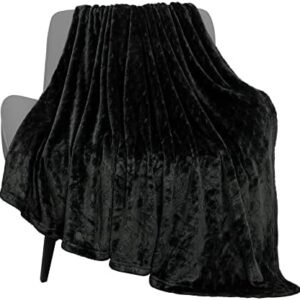 TOONOW Fleece Blanket Fuzzy Plush Throw Blanket 50" x 60", Super Soft Fluffy Bed Blanket Geometric Pattern Comfy Microfiber Flannel Blankets for Couch, Bed, Sofa, Black