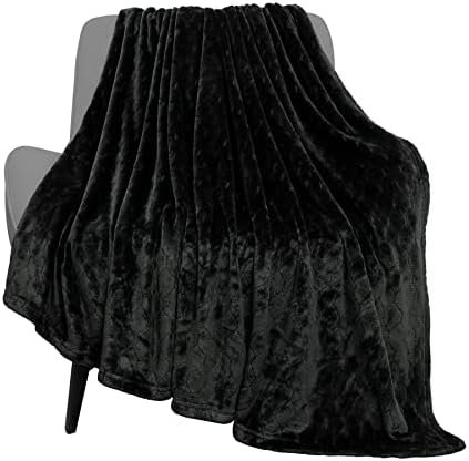 TOONOW Fleece Blanket Fuzzy Plush Throw Blanket 50" x 60", Super Soft Fluffy Bed Blanket Geometric Pattern Comfy Microfiber Flannel Blankets for Couch, Bed, Sofa, Black