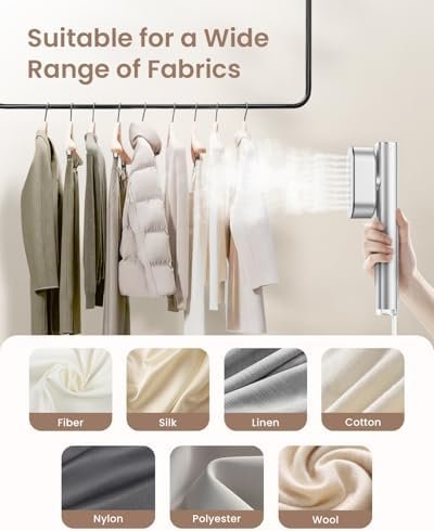 Travel Steamer for Clothes,100-240V Portable Garment Steamer, Steamer＆Iron 2 In 1,30s Fast Heat-up,120ml Water Tank,Large Ceramic Heat Panel,HandheldSteamer for Global ＆ Europe Traveling,Silver - Image 5