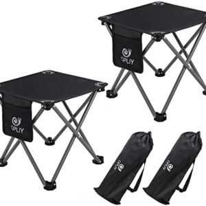 Opliy Camping Stool 2 Pack,13.5 Inch Portable Folding Stool for Outdoor Gardening and Beach Hiking Fishing,Foot Stool with Carry Bag (Black)