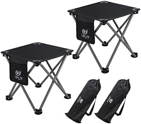 Opliy Camping Stool 2 Pack,13.5 Inch Portable Folding Stool for Outdoor Gardening and Beach Hiking Fishing,Foot Stool with Carry Bag (Black)