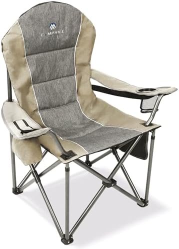 Folding Camping Chair:Oversized Portable Lawn Chairs for Adults,Outdoor Heavy Duty Padded Seats,Support 350 LBS,for Camp,Travel & Picnic