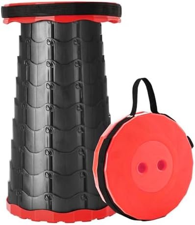Foldable Stool, Camping Stools for Adults Thickened Portable Collapsible Retractable Stool for Fishing, Camp Chair for Hiking, BBQ, Parties, Outdoor Activities (Red)