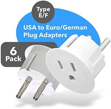 OREI American USA To European Plug Adapter – Type E/F Schuko Plug Adapter - Use in Germany, France, & More - CE Certified – For Mobile, Laptop & Camera Chargers - 6 Pack - Image 2