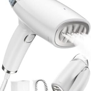 Portable Steamer for Clothes, Travel Garment Steamer Handheld, Fast Heating Clothing Wrinkle Remover Steam Iron, Ideal for Cotton Flax Silk Chiffon Lace Blending Shirt Dress Suit, White