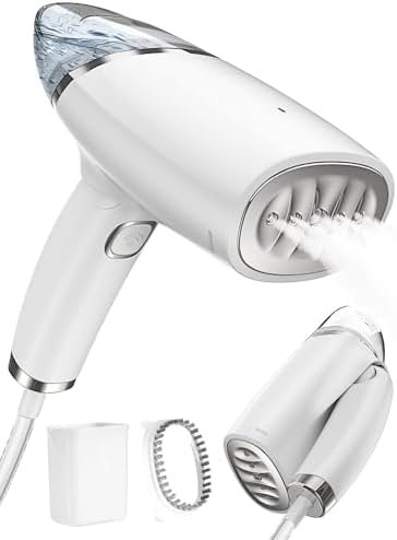 Portable Steamer for Clothes, Travel Garment Steamer Handheld, Fast Heating Clothing Wrinkle Remover Steam Iron, Ideal for Cotton Flax Silk Chiffon Lace Blending Shirt Dress Suit, White