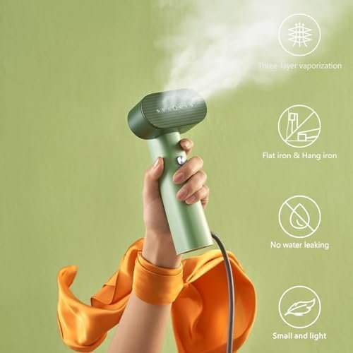 G6 Steamer for Clothes Portable 2-in-1 Travel Iron for Clothes, Just 0.7lbs Lightly, 10 Minutes of Continuous Steam, 900W Light Steamer for travel and home (green) - Image 2