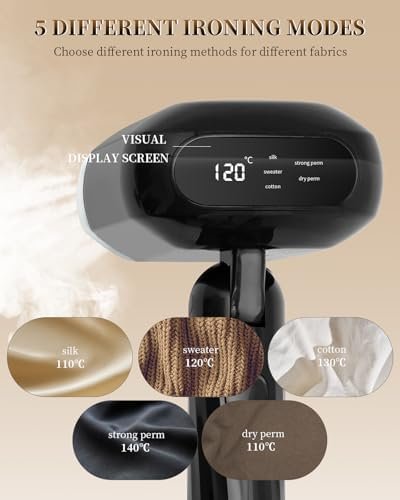 2025 Upgrade Steamer for Clothes, 2 in 1 Iron & Steamer for Quick Wrinkle Removal, 5 Adjustable Grades Temperature with LED Digital Display for Home, Office and Travel Use - Image 4