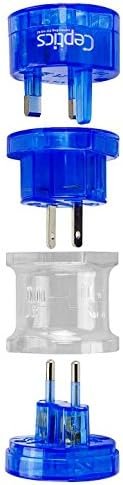 Ceptics Travel Adapter Plug Compact Worldwide International Kit - Works in Europe, Asia, China, England, Italy, New Zealand, Australia and More