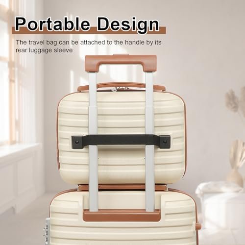 Joyway Luggage Set 3 Piece Suitcase Sets with Spinner Wheel,Hardside Expandable Travel Laggage with TSA Lock (13/20/24/28 White brown - Image 4