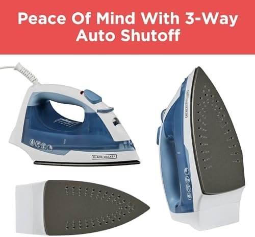 BLACK+DECKER Easy Steam Compact Iron for Clothes, Automatic Shutoff, Nonstick Plate, Light Weight, 1200 Watts - Image 7
