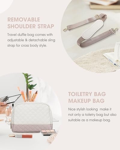 Travel Duffle Bag Weekender for Women - Carry On Overnight Bag with Shoe Compartment Duffel Bag with Wet Pocket Large Gym Weekend Bags Set Hospital Bags for Labor and Delivery Beige - Image 7