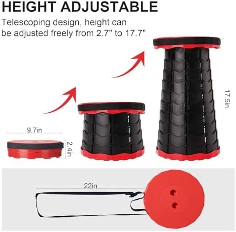 Foldable Stool, Camping Stools for Adults Thickened Portable Collapsible Retractable Stool for Fishing, Camp Chair for Hiking, BBQ, Parties, Outdoor Activities (Red) - Image 3